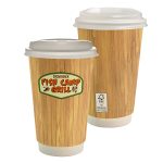Custom 16 oz. Full Color Bamboo Pattern Paper Cup With Lid