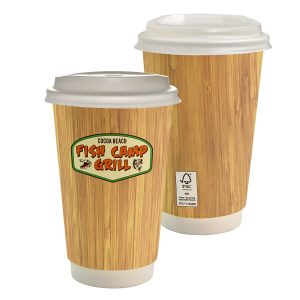 Custom 16 oz. Full Color Bamboo Pattern Paper Cup With Lid