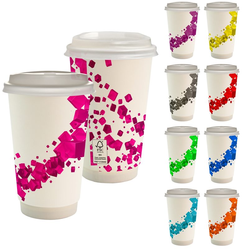 Custom 16 oz. Full Color Floating Cube Paper Cup With Lid - 1