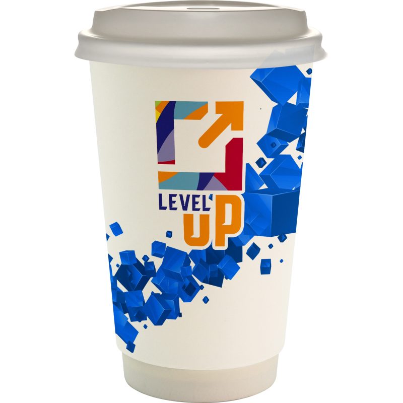 Custom 16 oz. Full Color Floating Cube Paper Cup With Lid - 2