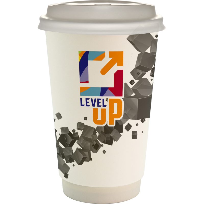 Custom 16 oz. Full Color Floating Cube Paper Cup With Lid - 4