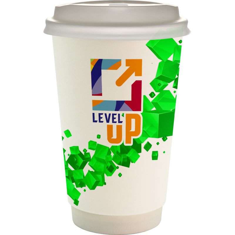 Custom 16 oz. Full Color Floating Cube Paper Cup With Lid - 6