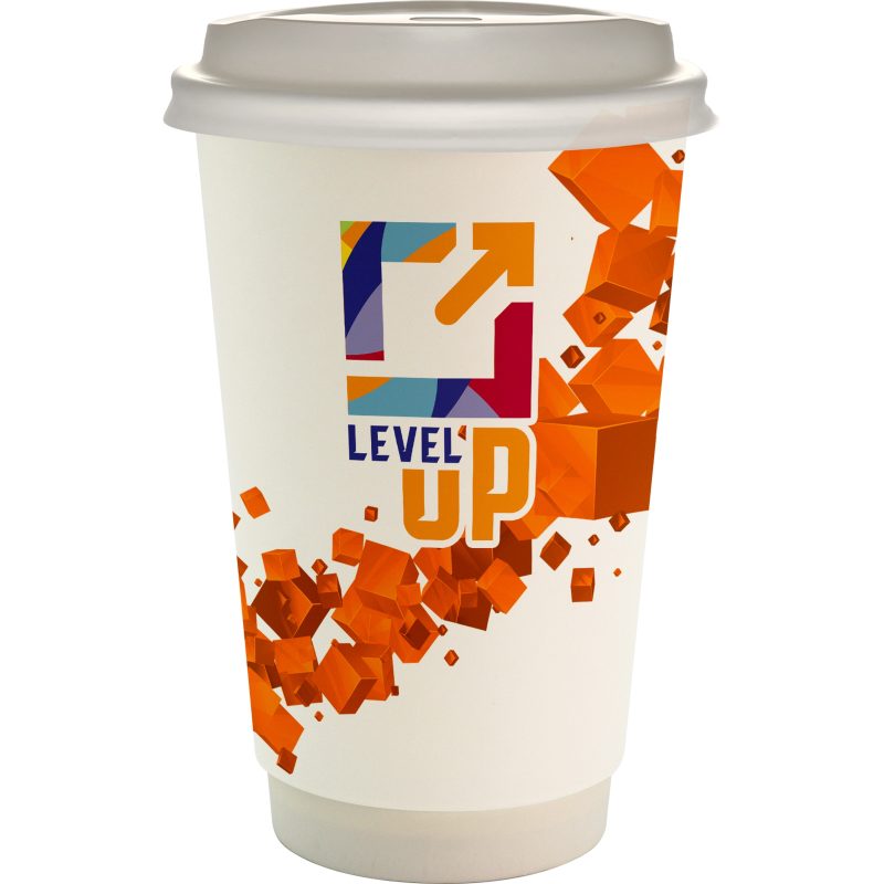 Custom 16 oz. Full Color Floating Cube Paper Cup With Lid - 8