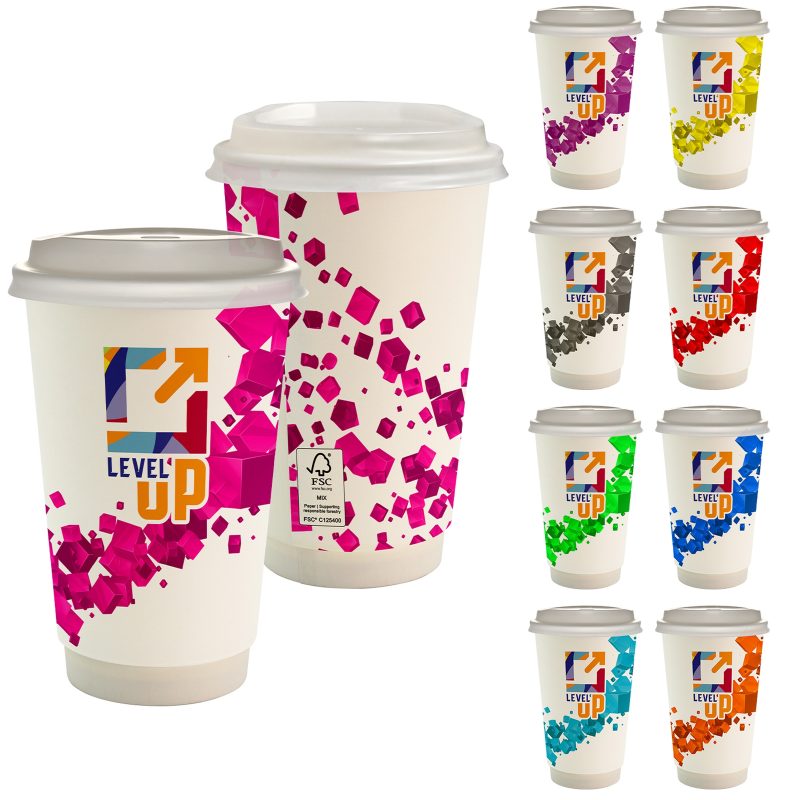 Custom 16 oz. Full Color Floating Cube Paper Cup With Lid