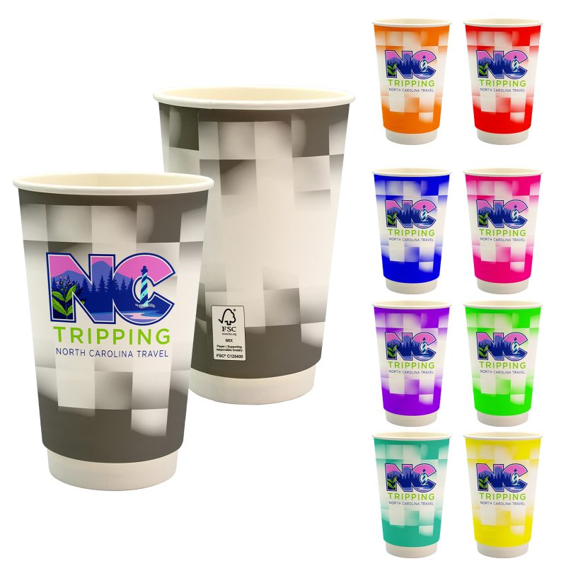 16-oz-Full-Color-Shaded-Checkers-Paper-Cup-CPP-6849 Custom 16 oz. Full Color Shaded Checkers Paper Cup