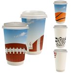 Custom 16 oz. Full Color Sporty Paper Cup With Lid - 1