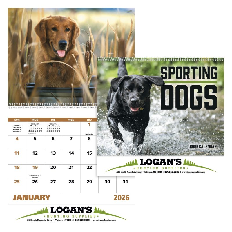 Custom Good Value™ Sporting Dogs - Spiral Calendar