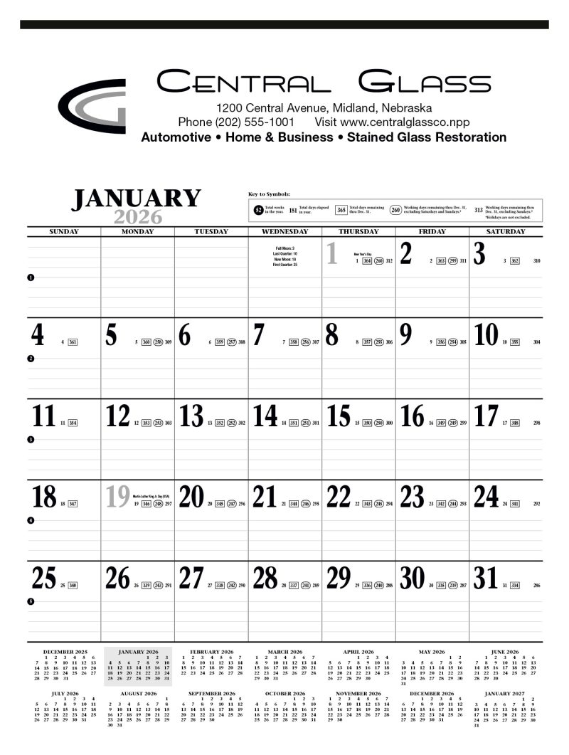 Custom HotLine® Products Large Contractor Calendar