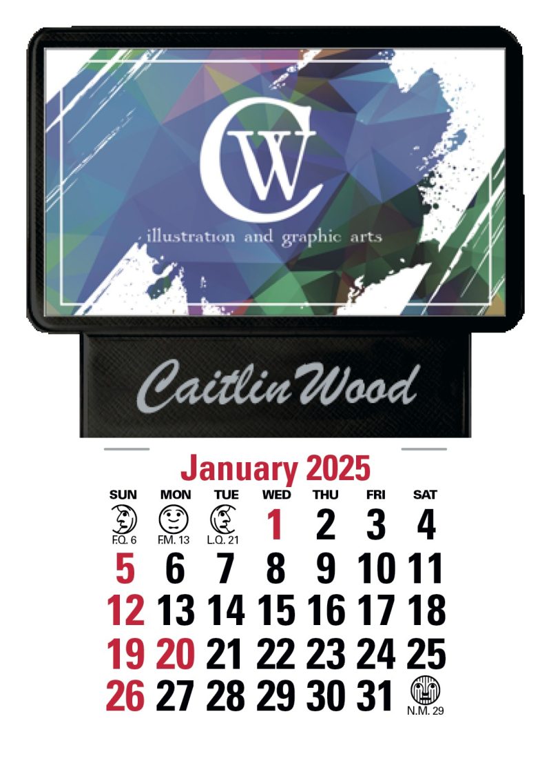 Custom Triumph® Calendars Press-N-Stick Business Card Holder With Imprint And Calendar Pad - 2