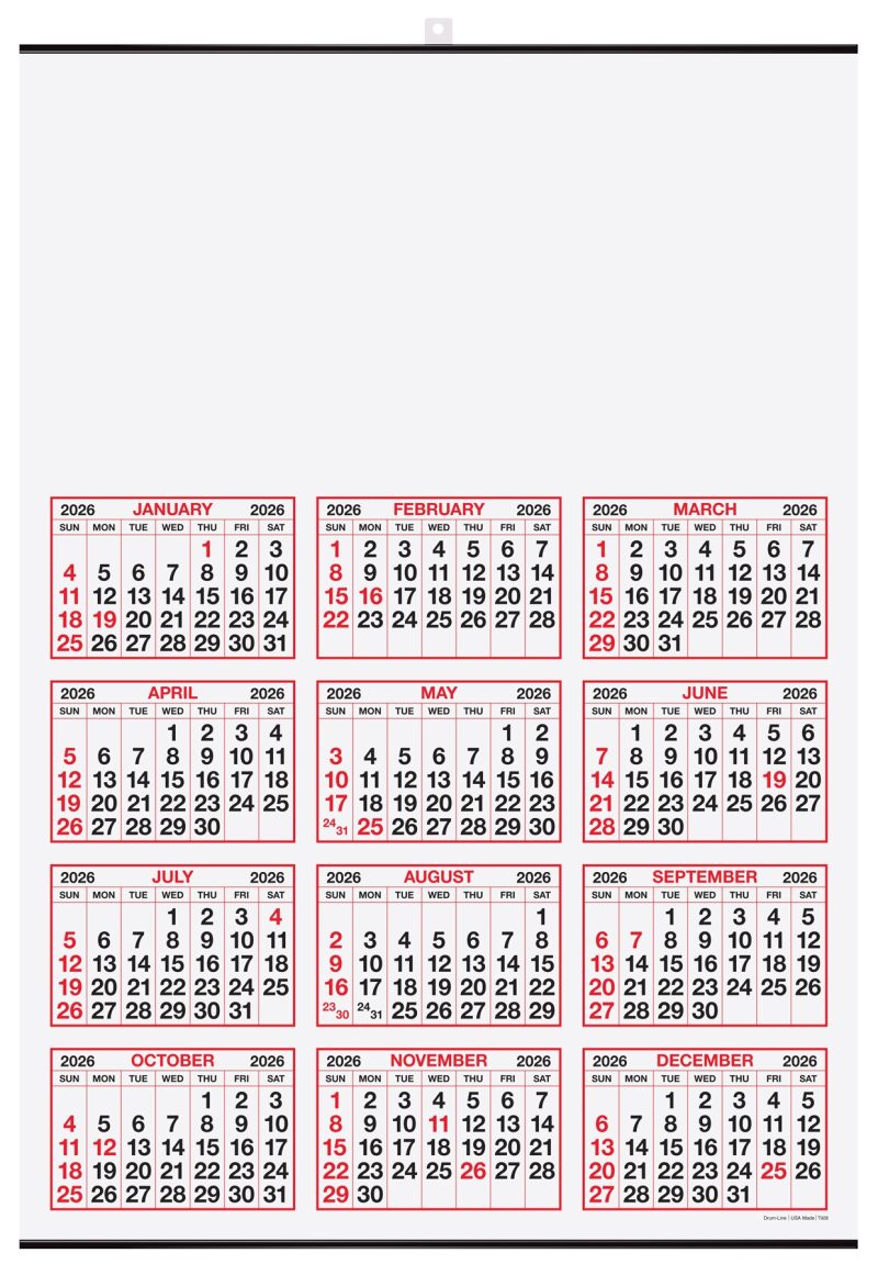 Custom Year-at-a-Glance Calendar w/Top Imprint - 1