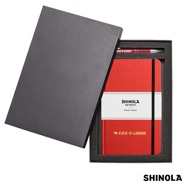 Custom Shinola® HardCover Journal/Clicker Pen Gift Set - (M)