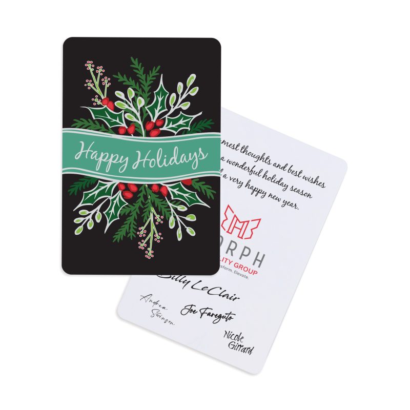 Festive-Flourish-Holiday-Greeting-Card-White-102560-100 Custom Festive Flourish Holiday Greeting Card - White