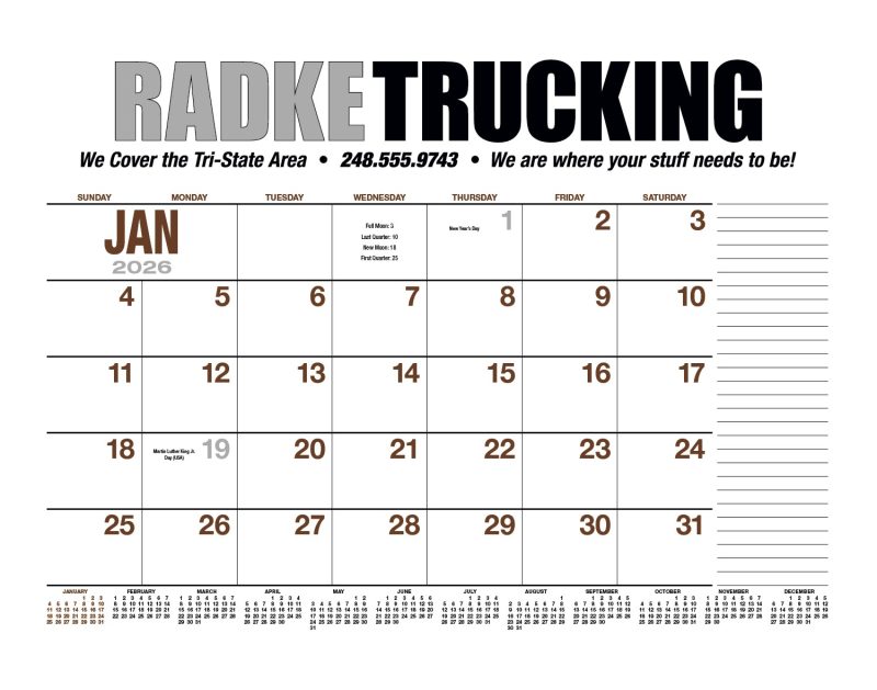 Custom HotLine® Products 13-Month Desk Pad Calendar - 2
