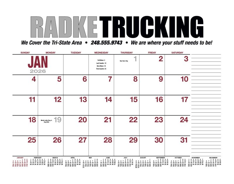 Custom HotLine® Products 13-Month Desk Pad Calendar - 3