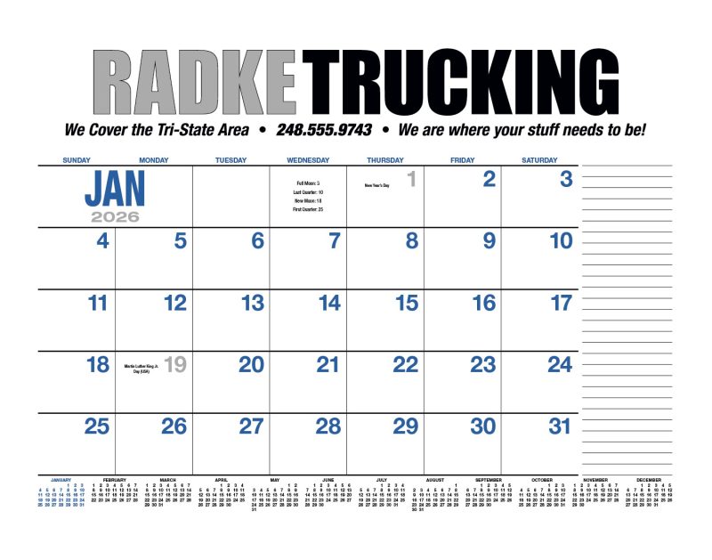 Custom HotLine® Products 13-Month Desk Pad Calendar - 4