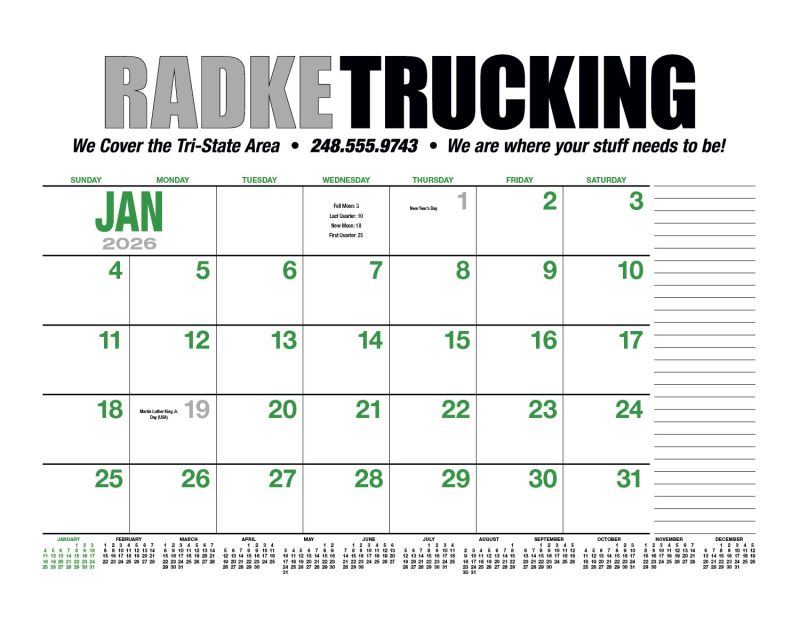 Custom HotLine® Products 13-Month Desk Pad Calendar - 5