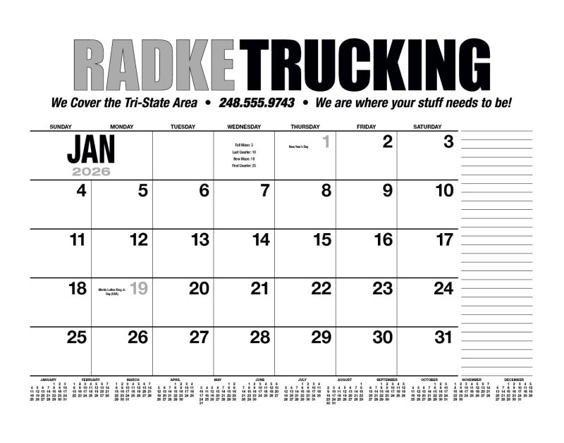 Custom HotLine® Products 13-Month Desk Pad Calendar - 7