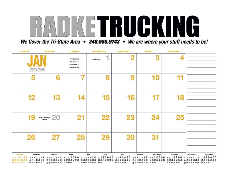 Custom HotLine® Products 13-Month Desk Pad Calendar - 9