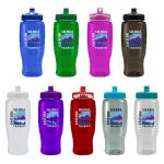 Custom Pedal Pusher 27oz Recycled Transparent Contour Bottle w/Push-Pull Lid