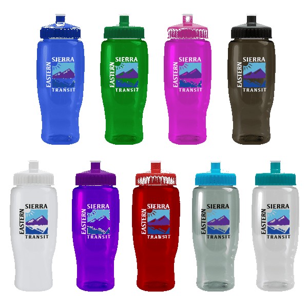 Pedal-Pusher-27oz-Recycled-Transparent-Contour-Bottle-wPush-Pull-Lid-RQ2505 Custom Pedal Pusher 27oz Recycled Transparent Contour Bottle w/Push-Pull Lid