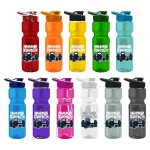 Custom Tandem 28oz Recycled Transparent Bike Bottle w/Drink-thru Lid