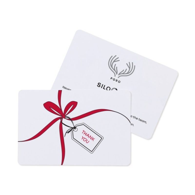 Custom Tied with Thanks & Cheer Greeting Card - White - 1