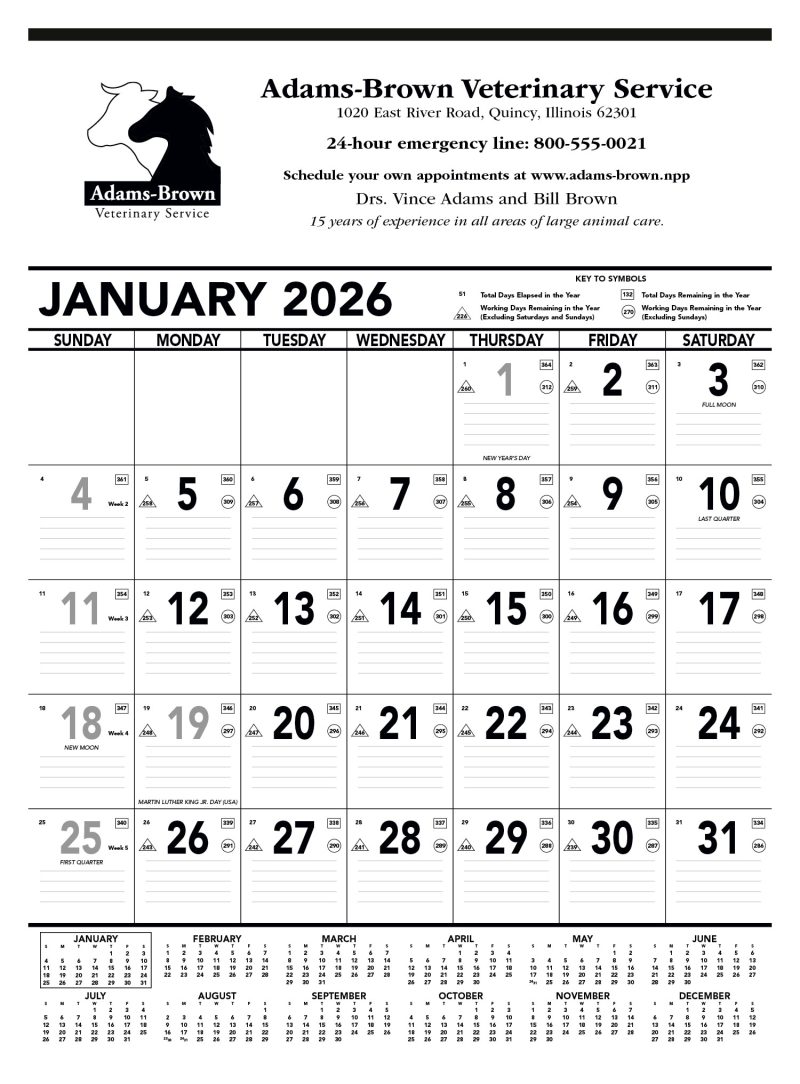 Custom Triumph® Calendars Black & White Contractor Memo Calendar