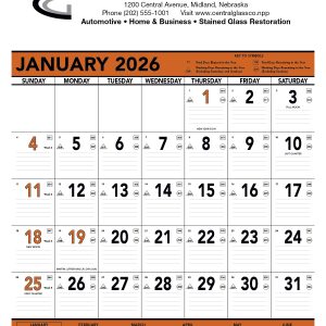 Custom Triumph® Calendars Orange & Black Contractor Memo Calendar