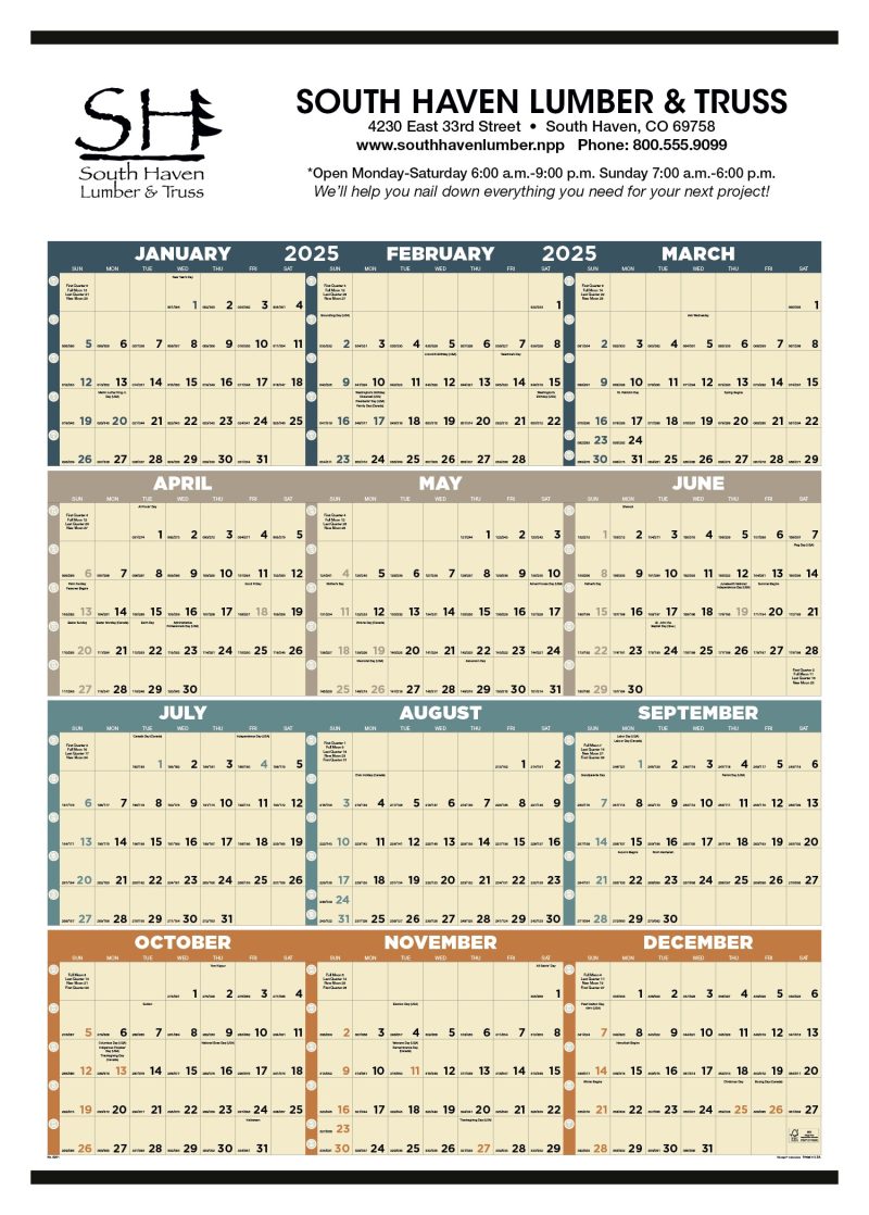 Custom Triumph® Calendars Time Management Span-A-Year (Non-Laminated) Calendar - 1