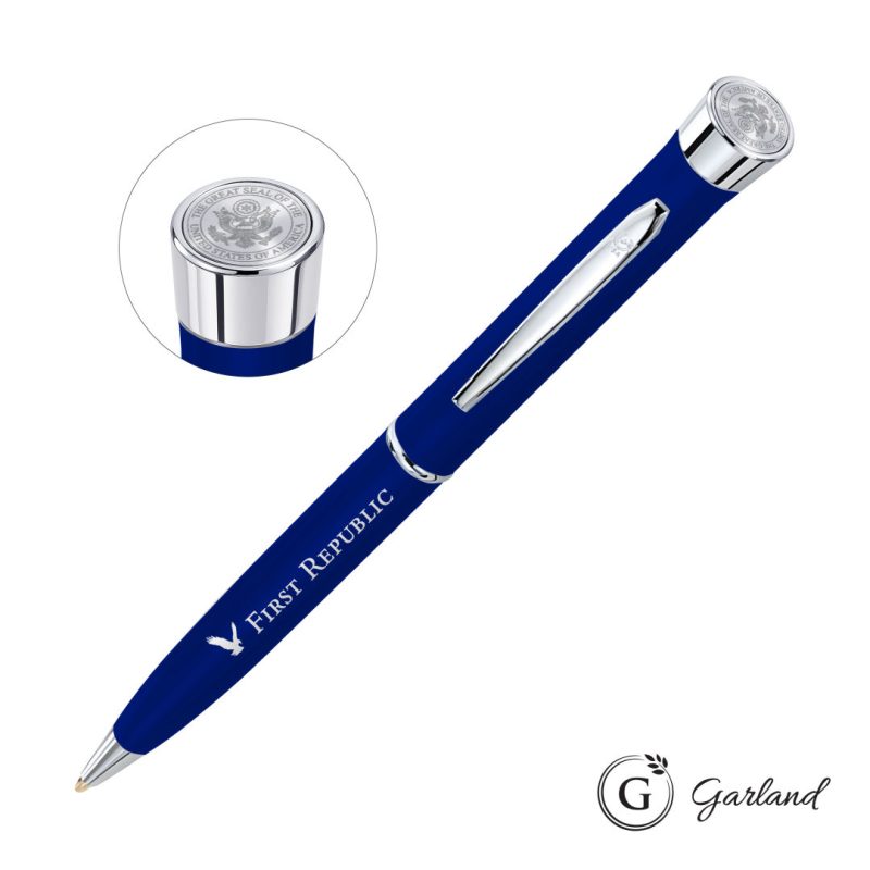Custom Garland® Color Matte Custom Emblem Twist Pen - Chrome - 2