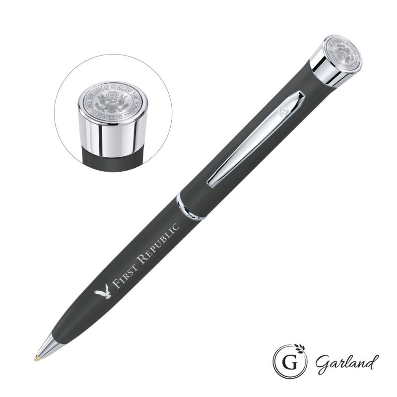 Custom Garland® Color Matte Custom Emblem Twist Pen - Chrome - 4