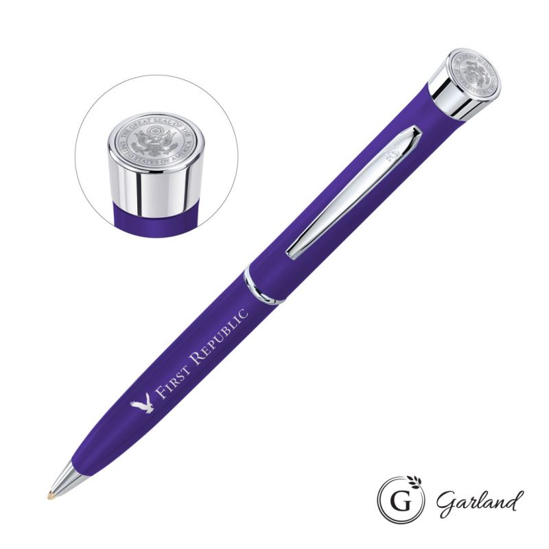 Custom Garland® Color Matte Custom Emblem Twist Pen - Chrome - 5