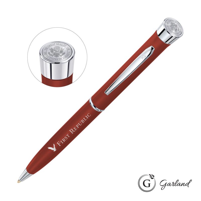 Custom Garland® Color Matte Custom Emblem Twist Pen - Chrome - 7