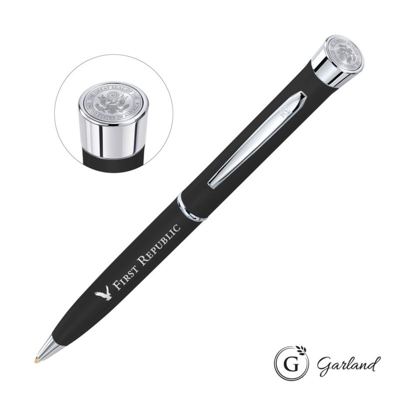 Garland®-Color-Matte-Custom-Emblem-Twist-Pen-Chrome-GAR103-BCM Custom Garland® Color Matte Custom Emblem Twist Pen - Chrome