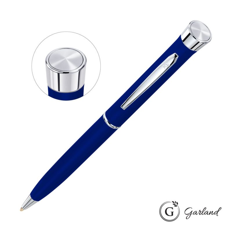 Custom Garland® Color Matte Custom Emblem Twist Pen - Chrome - 9