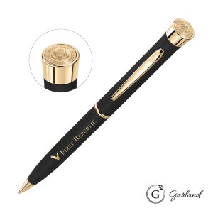 Custom Garland® Color Matte Custom Emblem Twist Pen - Gold