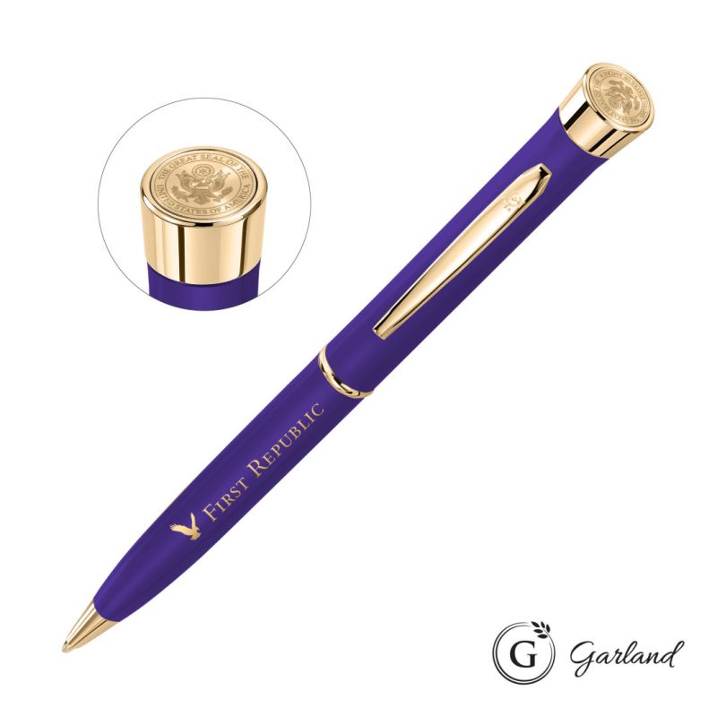 Custom Garland® Color Matte Custom Emblem Twist Pen - Gold - 5