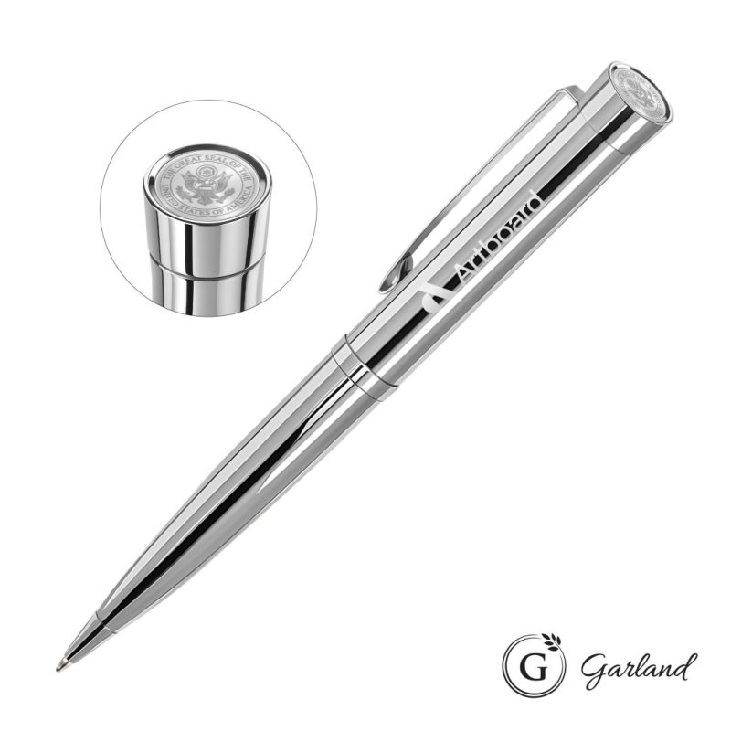 Garland®-Executive-Signature-Custom-Emblem-Twist-Pen-Chrome-GAR108-BCM Custom Garland® Executive Signature Custom Emblem Twist Pen-Chrome