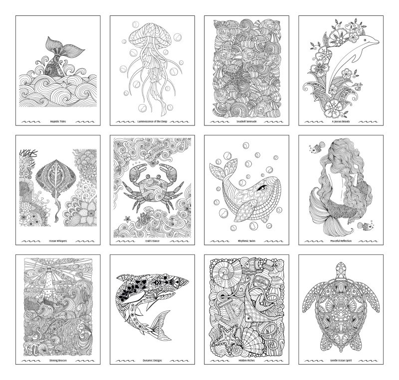 Custom Good Value™ Oceans of Serenity Adult Coloring Book - 3