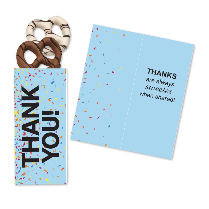 Custom One Color Foil-Stamped Stock Gratitude Sweeter Cards with Chocolate Dipped Pretzels - 1