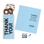 Custom One Color Foil-Stamped Stock Gratitude Sweeter Cards with Chocolate Dipped Pretzels