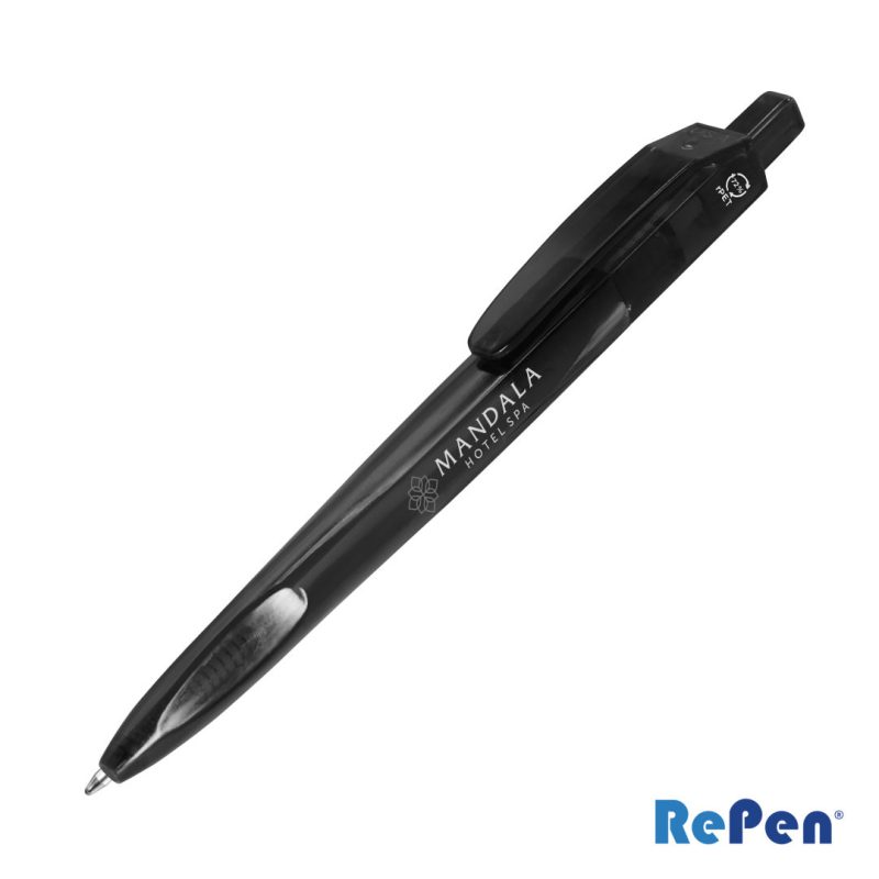 RePen®-Squared-Translucent-Clicker-rPET-Pen-REP101-T Custom RePen® Squared Translucent Clicker rPET Pen