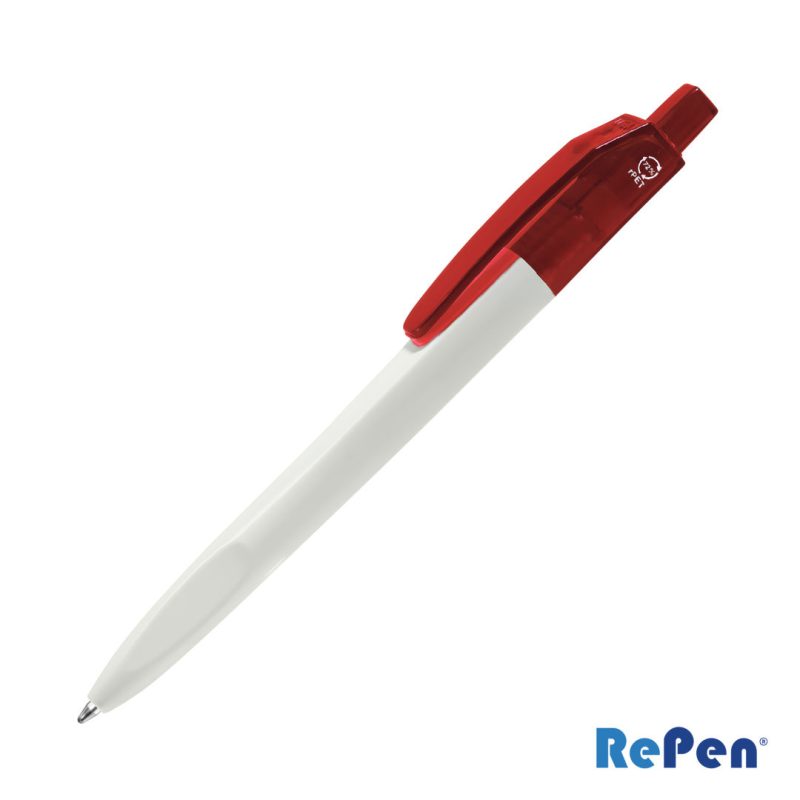 Custom RePen® Squared White w/Translucent Clicker rPET Pen - 7
