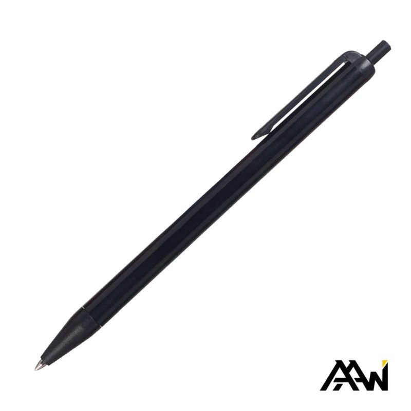Custom Value Slim Pen w/Glossy Colored Barrel - Matte Black Accent - 1