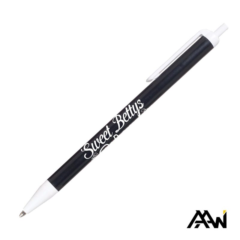Value-Slim-Pen-wGlossy-Colored-Barrel-Matte-White-Accent-AAW101-WH Custom Value Slim Pen w/Glossy Colored Barrel - Matte White Accent
