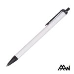 Custom Value Slim Pen w/Glossy White Barrel - Matte Colored Accent - 1