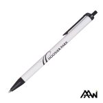 Custom Value Slim Pen w/Glossy White Barrel - Matte Colored Accent