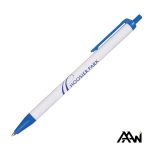 Custom Value Slim Pen w/Glossy White Barrel - Matte Colored Accent - 2