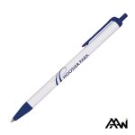 Custom Value Slim Pen w/Glossy White Barrel - Matte Colored Accent - 3