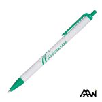 Custom Value Slim Pen w/Glossy White Barrel - Matte Colored Accent - 4